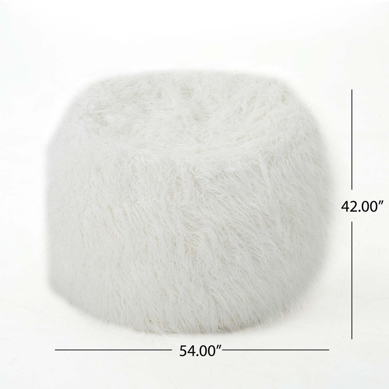 Pouf rond en fausse fourrure 5 pieds, Fausse fourrure blanche
