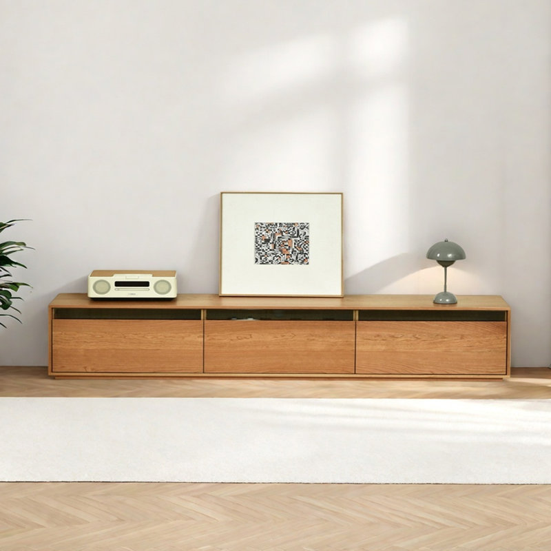 Meuble télé en bois de cerisier, 86.61"