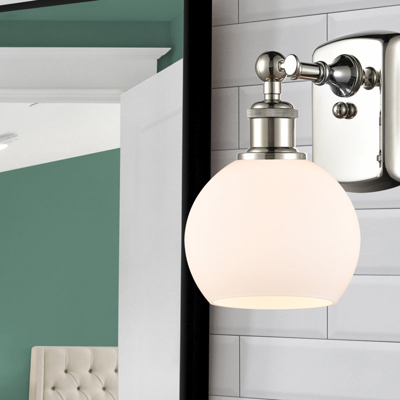 Shauna Armed Sconce, Matte White, LED, Polished Nickel