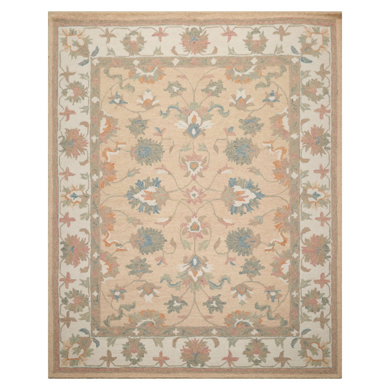Tapis oriental multicolore en laine Agra crocheté à la main, Rectangle 8' x 10'
