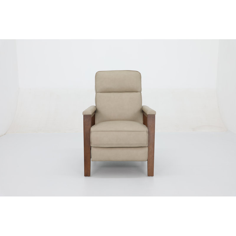 Marian 29.1" Wide Genuine Leather Manual Standard Recliner, Beige