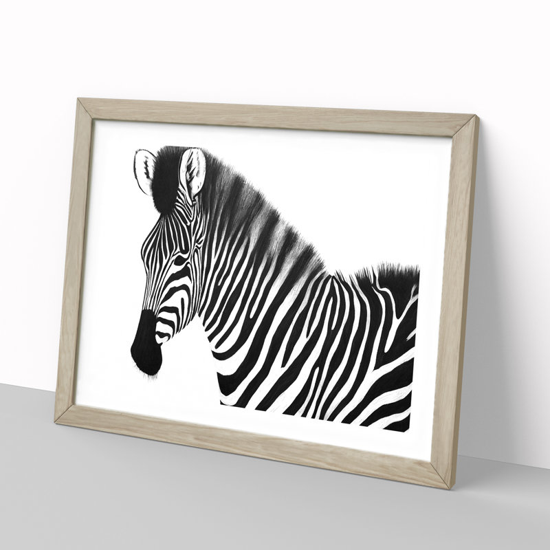 Zebra Portrait Vol.2 1 Piece Single Picture Frame Painting, 34cm H x 46cm W x 2cm D, Oak