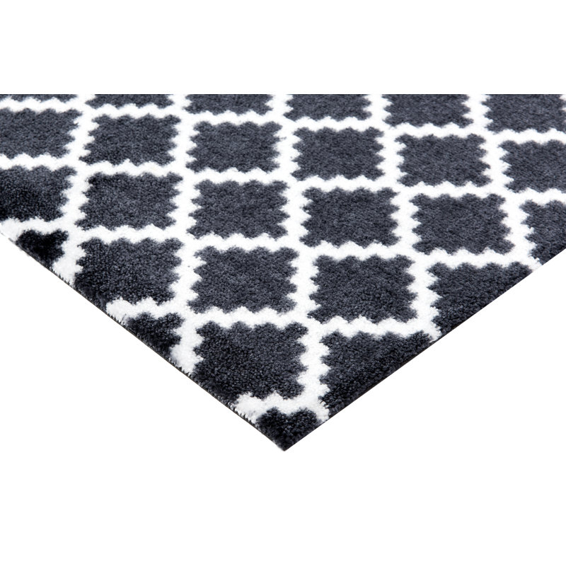 Elegance Non-Slip Indoor + Outdoor Door Mat, White/Black, Runner 50 x 150 cm