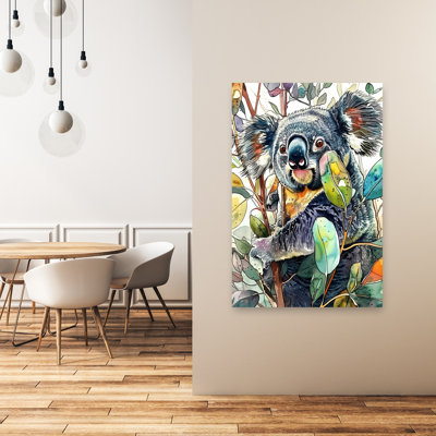 Charmante aquarelle, Koala, vibrant, abstrait, contemporain, ours, Koala, nature, faune, art mural