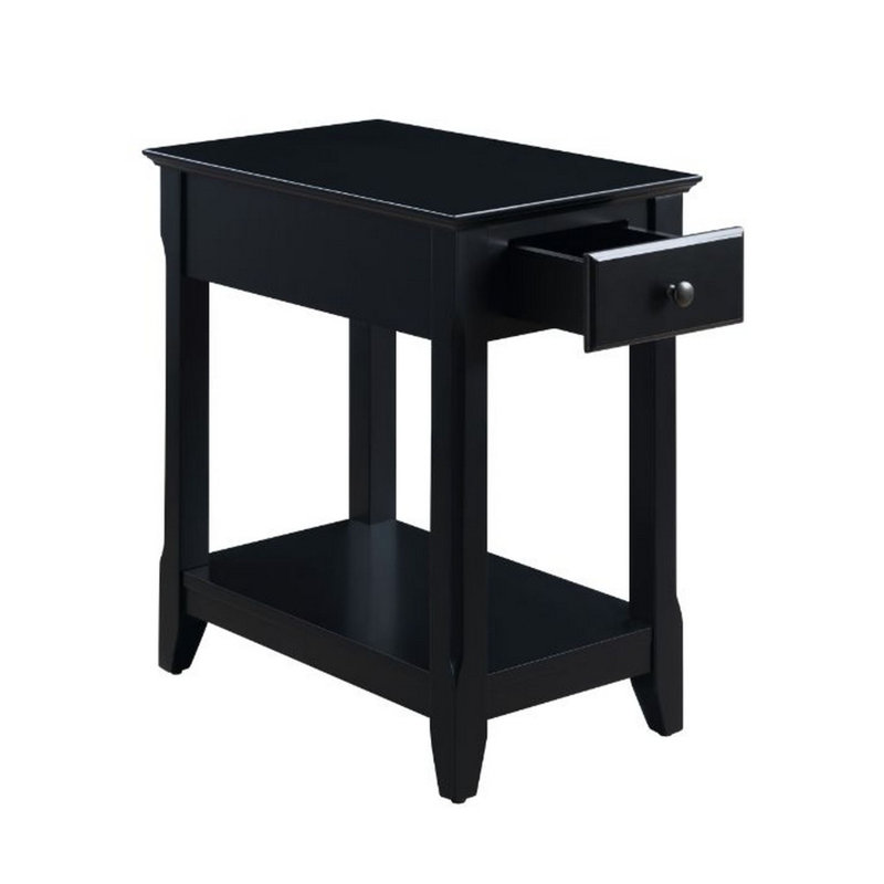 Table de bout rectangulaire en bois avec rangement de style transitionnel Bhairavi, Noir, 23"H x 13"W x 22"D