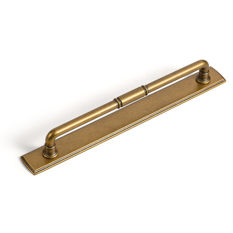 Ornate Decorative Backplate（Style G011） Drawer Pull, 7 14/25", Antique Brass