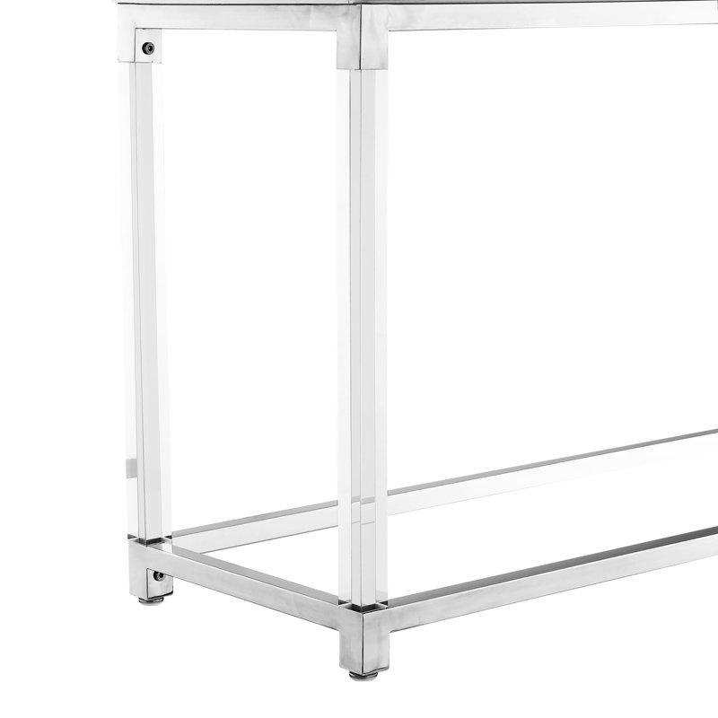 Ungar Maximo Console Table For Entryway Living Room, White/Chrome