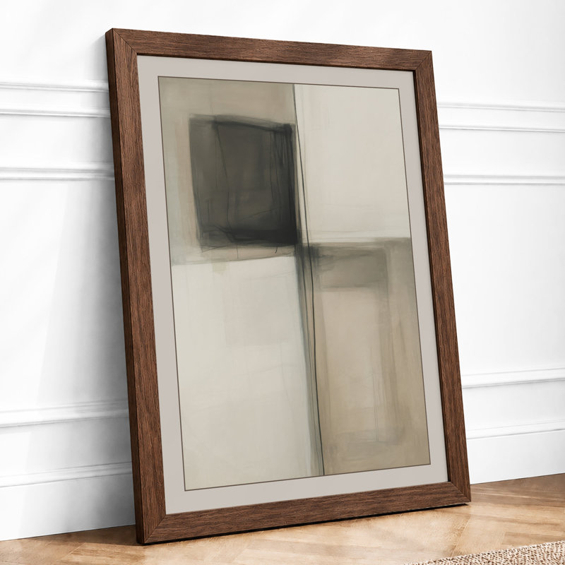 Quiet Geometry Minimalist - Framed Print, A2 - 59.4 x 42.0 cm, Walnut