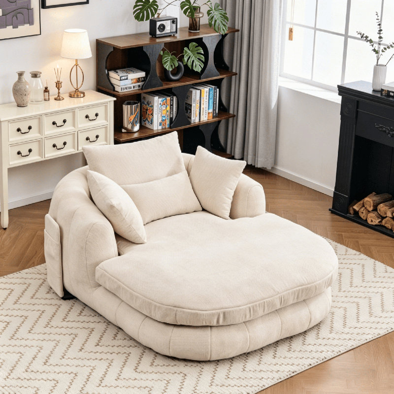 Upholstered Chaise Lounge, CSN-W5807S00003White991-1