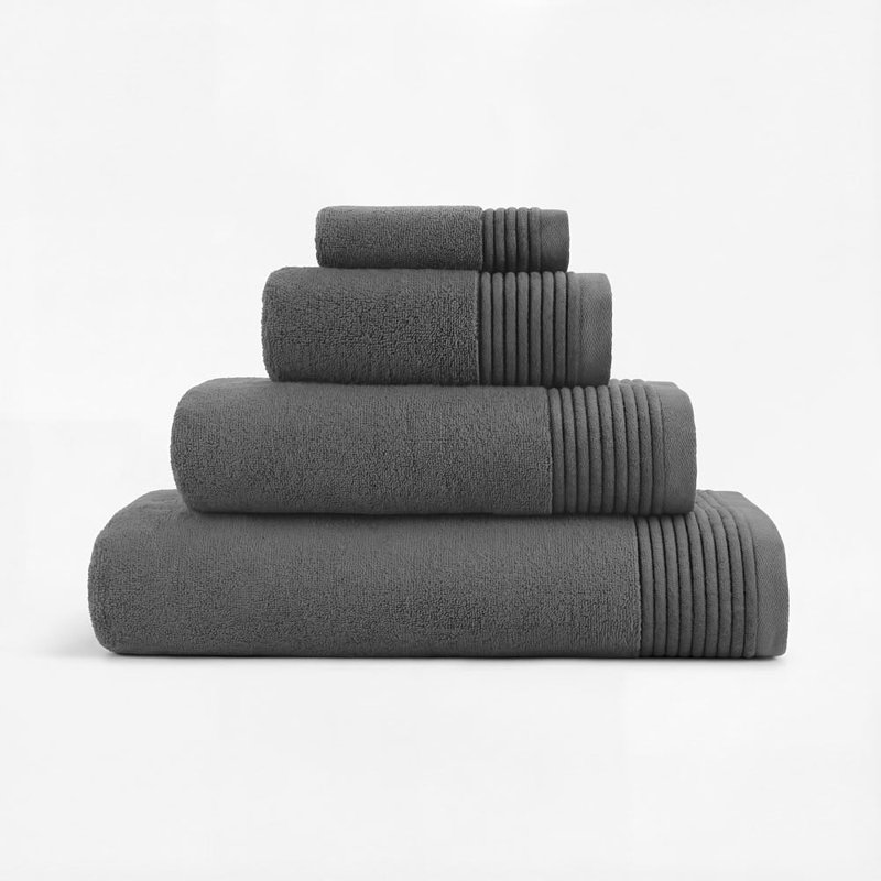 Towels 100% Cotton Plush Mulit-Size Set, Dark Grey