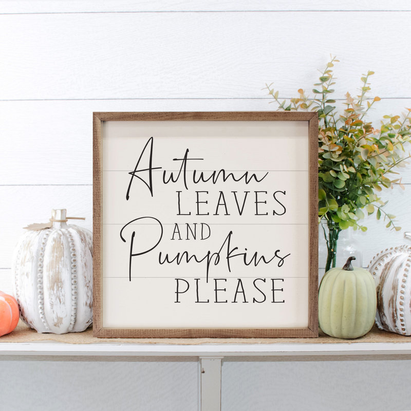 Autumn Leaves And Pumpkins Please White, 16" H x 16" W