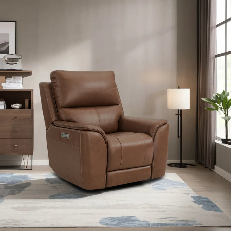 42" W Zero Gravity Triple-power System Genuine Leather Loveseat With Adjustable Headrest And Usb & Type-c Charging