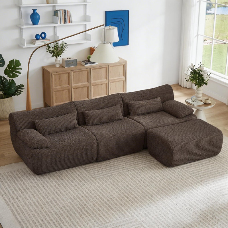 Canapés modulaires, Velours côtelé brun