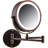 OVENTE 7" Lighted Wall Mount Makeup Mirror with 1X/10X Magnification, Cordless Double Sided Magnifying Round Vanity Mirror, 360° Swivel Design, Extendable and Folding Arm, Antique Bronze MFW70ABZ1X10X-189805857-189805886-189805859