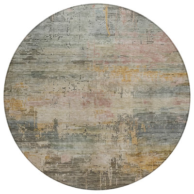 Tapis rond 8 po Sage And Beige