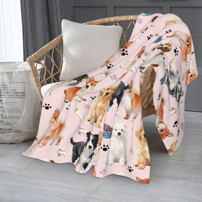 Joli chiot mignon 30 po x 40 po, douillettes douillettes pour chien, jetés roses, chaud, léger, moelleux, molleton, jeté pour homme, femme, cadeau, canapé-lit