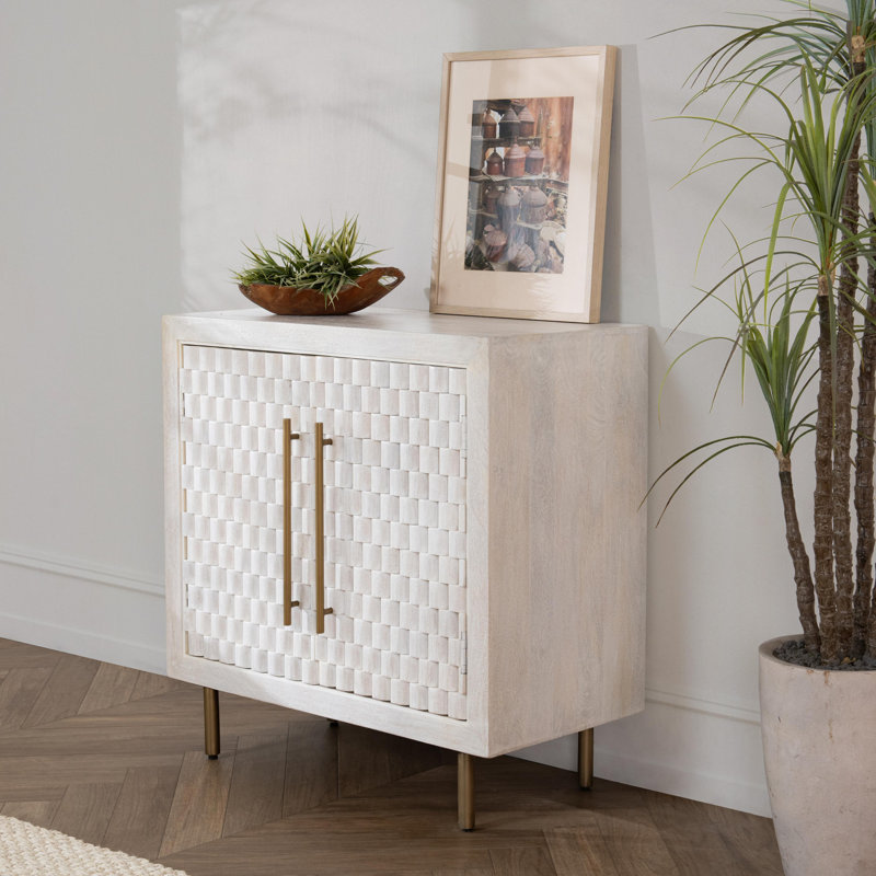 Abshire Mango Wood Cabinet, White Wash