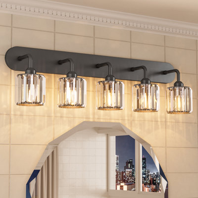 Dimmable Bathroom Vanity Light with Crystal Shade