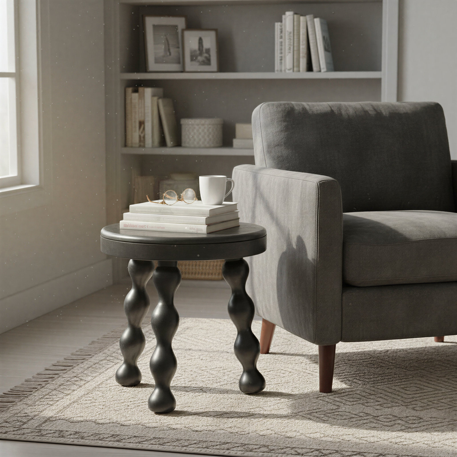 14" Mango End Table, Black