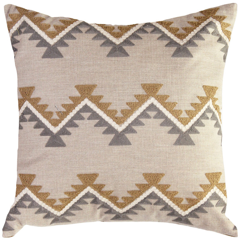 Coussin décoratif brodé Tulum, Brun