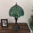 Vahit Tiffany Table Lamp Green Stained Glass Green Leaves Included LED Bulbs 22"H*12"W*12"D