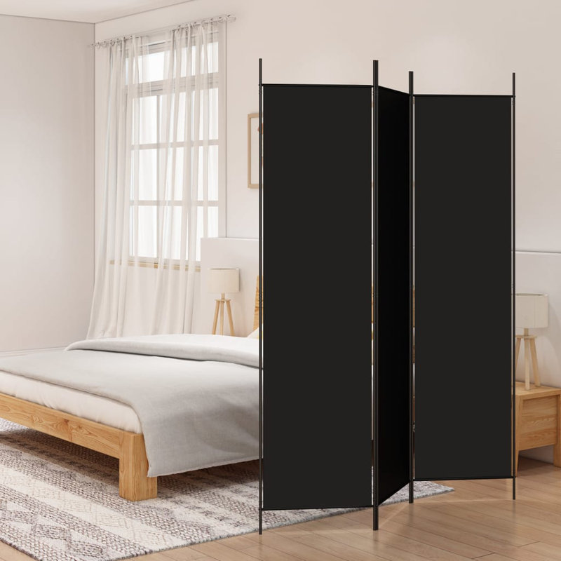vidaXL 3-Panel Room Divider Black 59.1"x78.7" Fabric, 3, 78.74" H x 59.06" W, Black