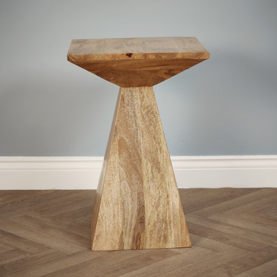 Solid Wood Top Pedestal Square Side Table