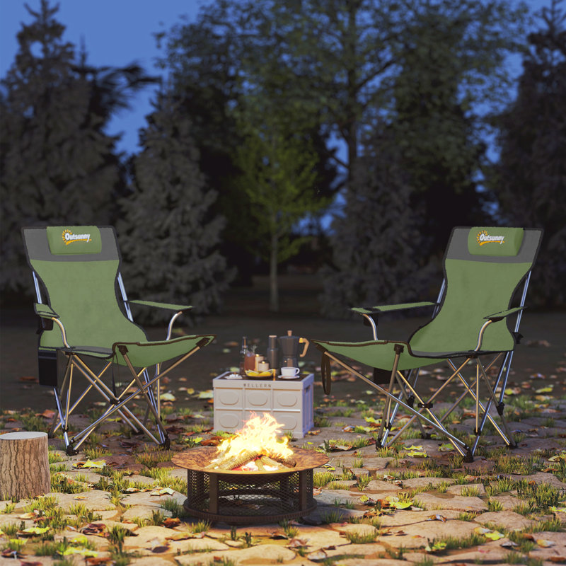 Folding Reclining Camping Chair, Olive Green/Grey