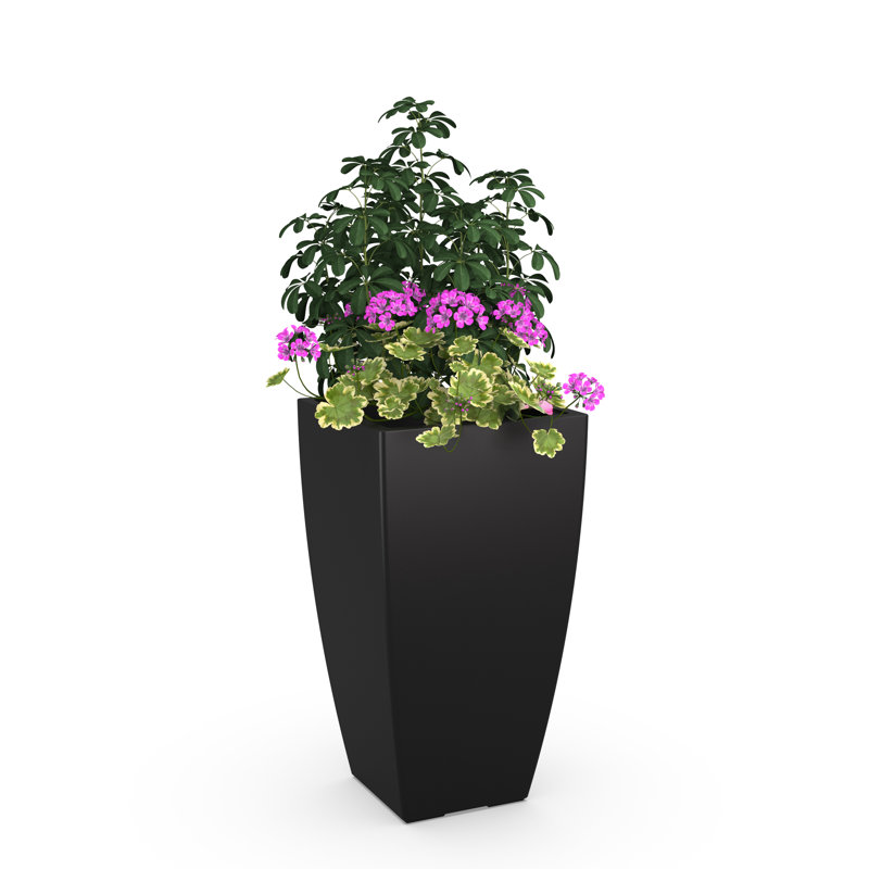 Mayne Kobi 32-Inch Self-Watering Tall Planter, Black, 32" H x 17.5" W x 17.5" D