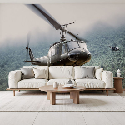 Papier peint adhésif pelez et collez 1 pi xh vih vietnam héliporté militaire héliporté, peintures murales H 69 po x l 96 po, amovible, papier peint en PVC, peintures murales auto-adhésives, décoration pour enfants, chambre à coucher, salon, chambre de bébé, bureau