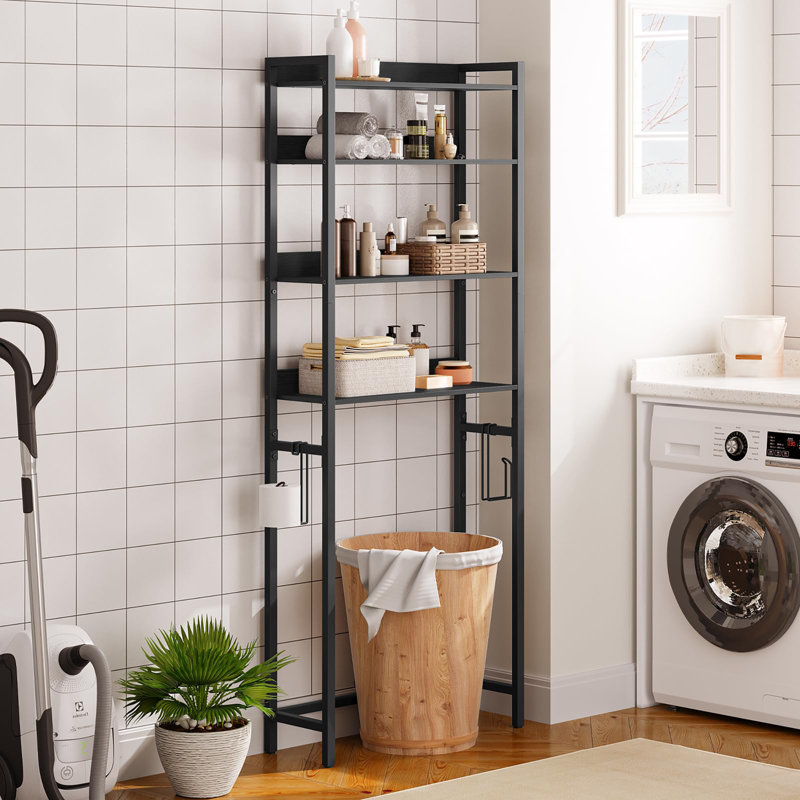 Support de rangement à 4 niveaux au-dessus de la toilette, Noir