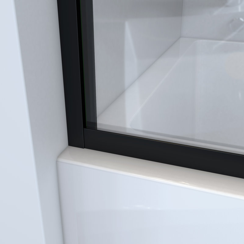 Ete 62" W x 57.38" H Bypass Frameless Tub Door, Left Opening, Anodized Oil Rubbed Bronze