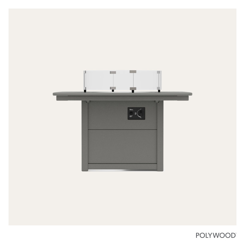 Nautical Square Polyresin Smokeless Fire Pit Table with Hidden Fuel Tank, Slate Gray