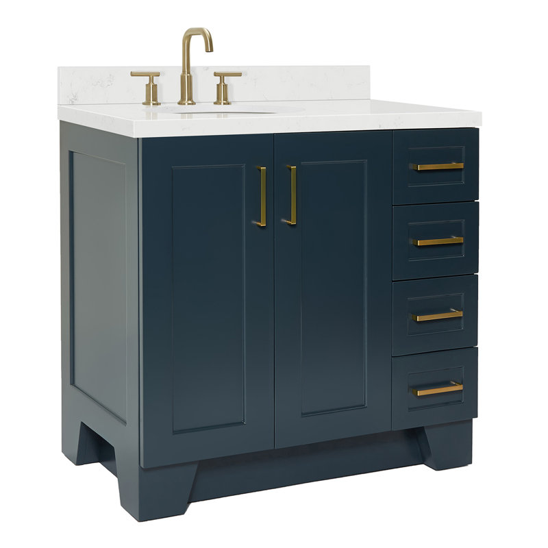 37 IN.  Single Bathroom Vanity, Left, Oval, Midnight Blue