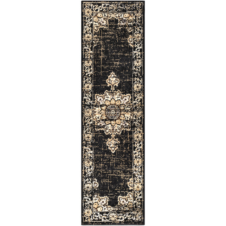 Ramsay Machine Woven Oriental Black/Sage Area Rug