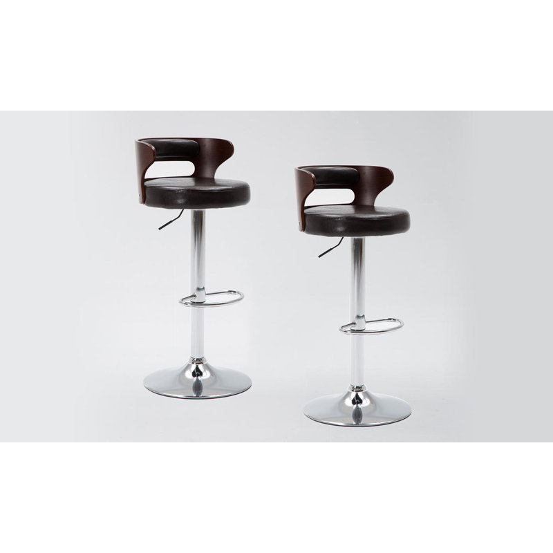 North Reading Swivel Upholstered Adjustable Height Counter Stool with Metal Frame, Coffee