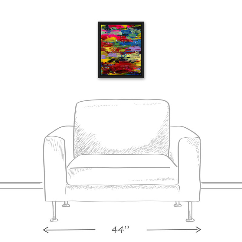 Toile flottante encadrée Neon Strokes, H 15,75 po x l 12,75 po x P 1,75 po, Cadre flottant noir