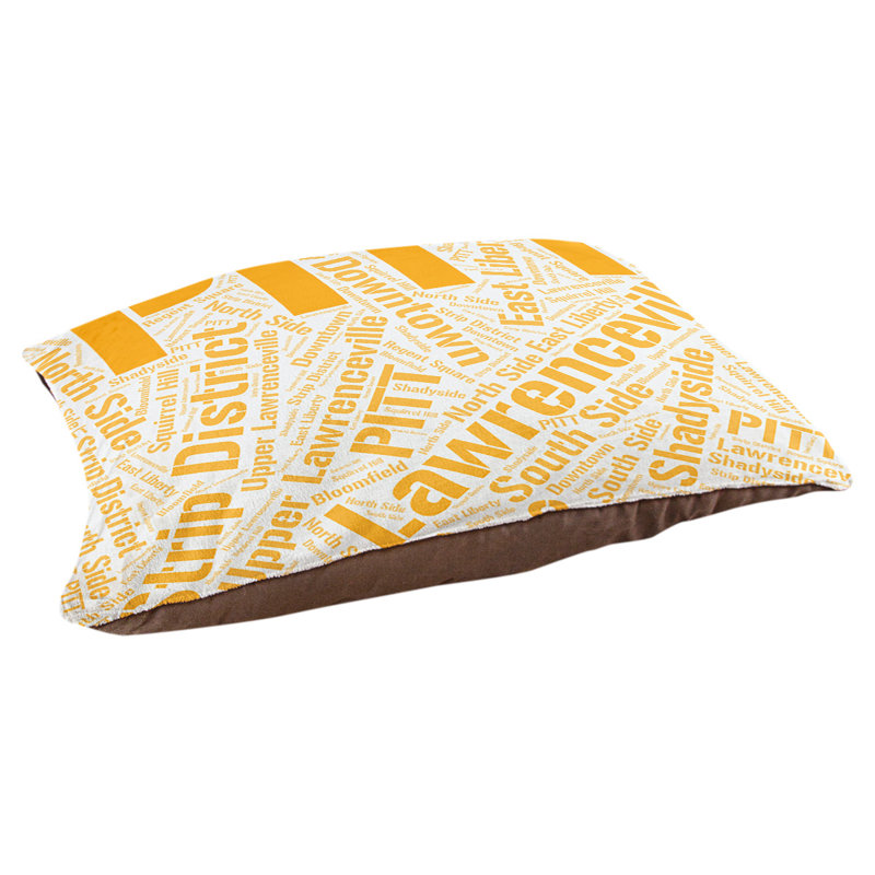 Coussin de chien « districts », Moyen (H 9,5 po x l 28 po x P 18 po), Orange, Pittsburgh