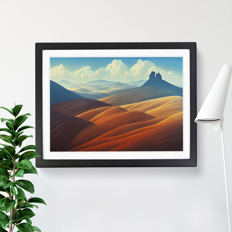 XH1022-9463X Unique Mountain Landscape - Single Picture Frame Print, 25cm H x 34cm W x 2cm D, Black Framed