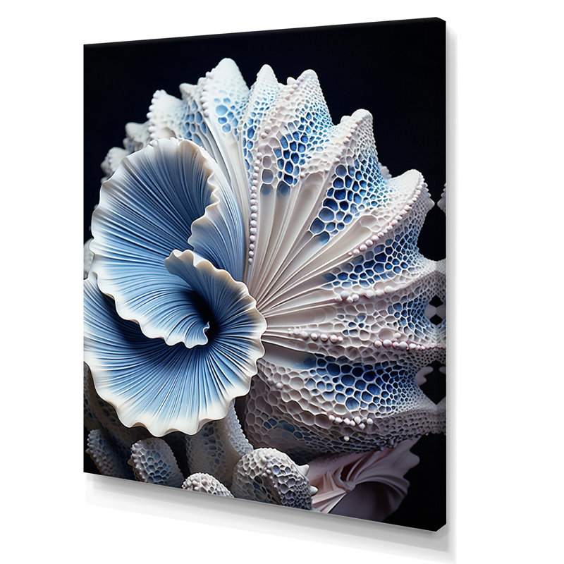Craita Blue Seashell Symphony - Print, 32" H x 16" W x 1" D, Wrapped Canvas