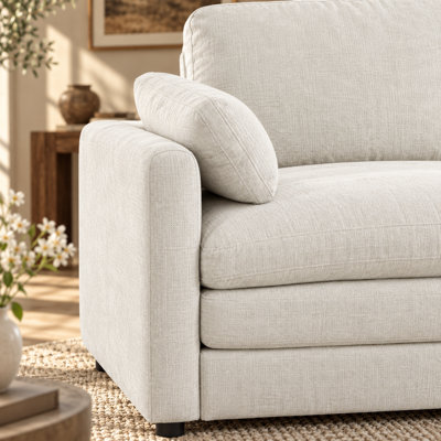 Canapé Varlune 89" Chenille Cloud, canapé trois places surdimensionné avec coussins double couche, assises profondes, accoudoirs arrondis, coussin lombaire et soutien à ressorts ensachés