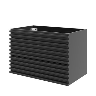 Base de meuble-lavabo mural simple flottant 30 po avec façades de tiroir cannelées 3D et glissières pleine extension, évier non inclus