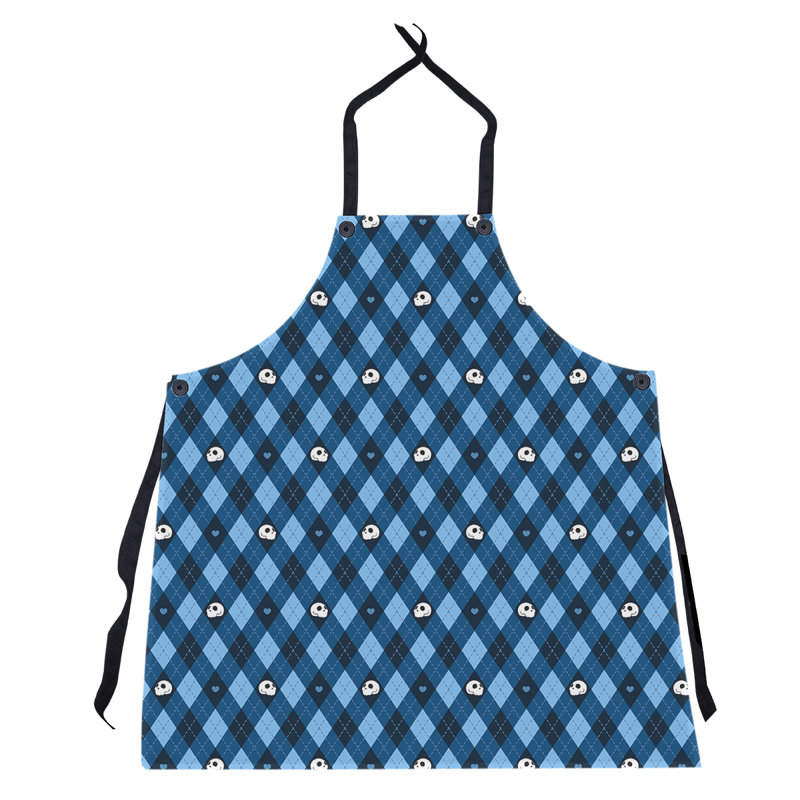 Tablier à motif argyle crânes, Bleu