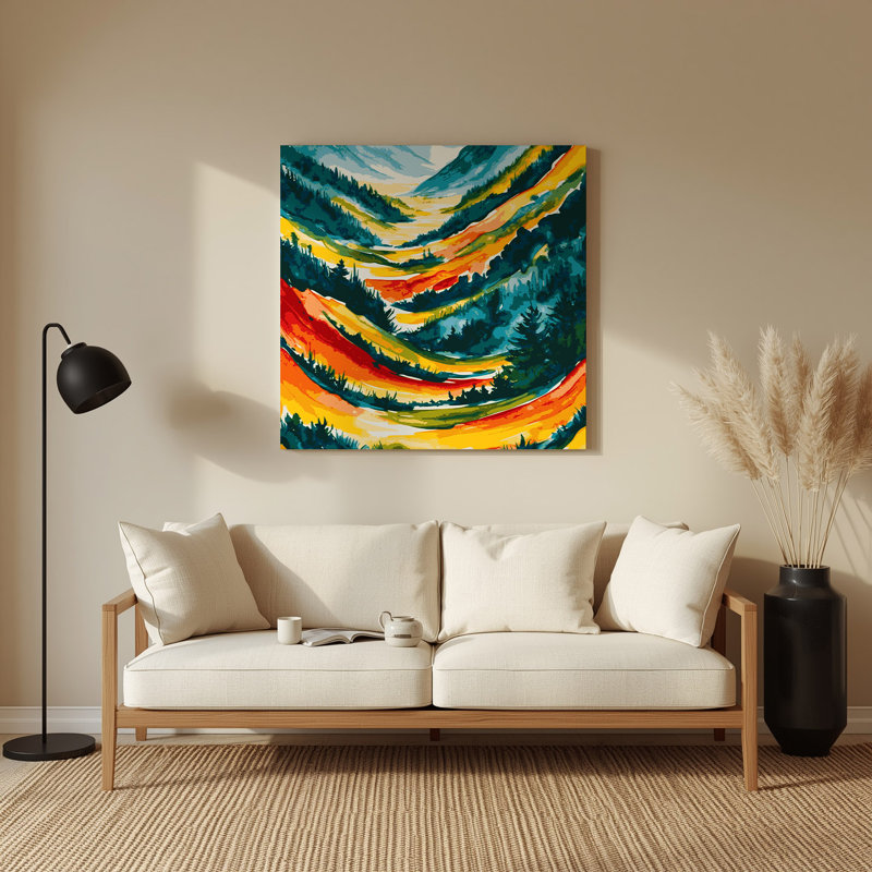 Aquarelle, paysage, 25, art mural en métal vert, H 12 po x l 12 po