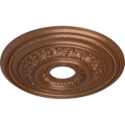 Endurathane Orleans Ceiling Medallion, 17 5/8"OD X 3 5/8"ID X 1 7/8"P (Fits Canopies up to 4 5/8"), Hand-Painted Polished Copper Finish