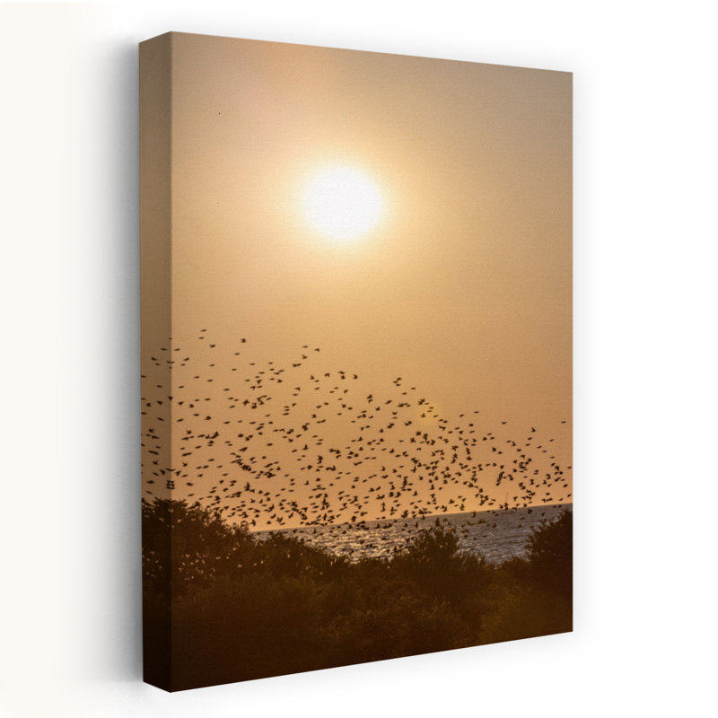 Art contemporain, paysage contemporain abstrait, oiseau, H 24 po x l 16 po