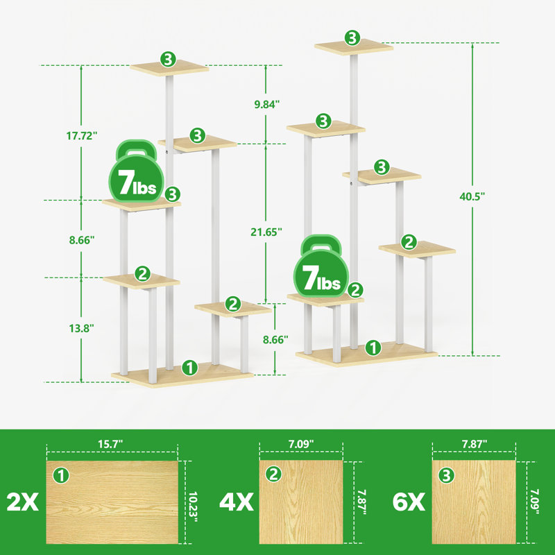 Support pour plantes d'intérieur en métal de 40,5 po de hauteur avec lampe de croissance (ensemble de 2), Black