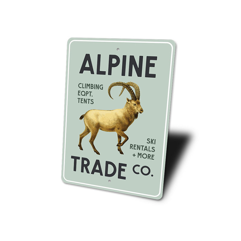 Enseigne en aluminium Alpine Trade Company, H 14 po x l 10 po x P 0,04 po