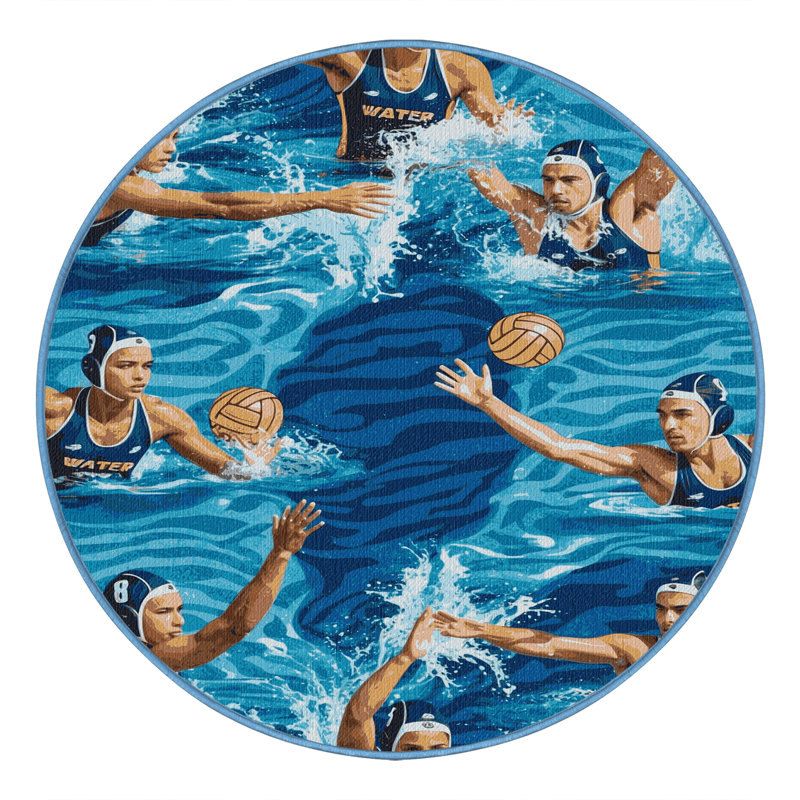  Tapis lavable Water-Polo Sports, Rond 6 pi x 6 pi