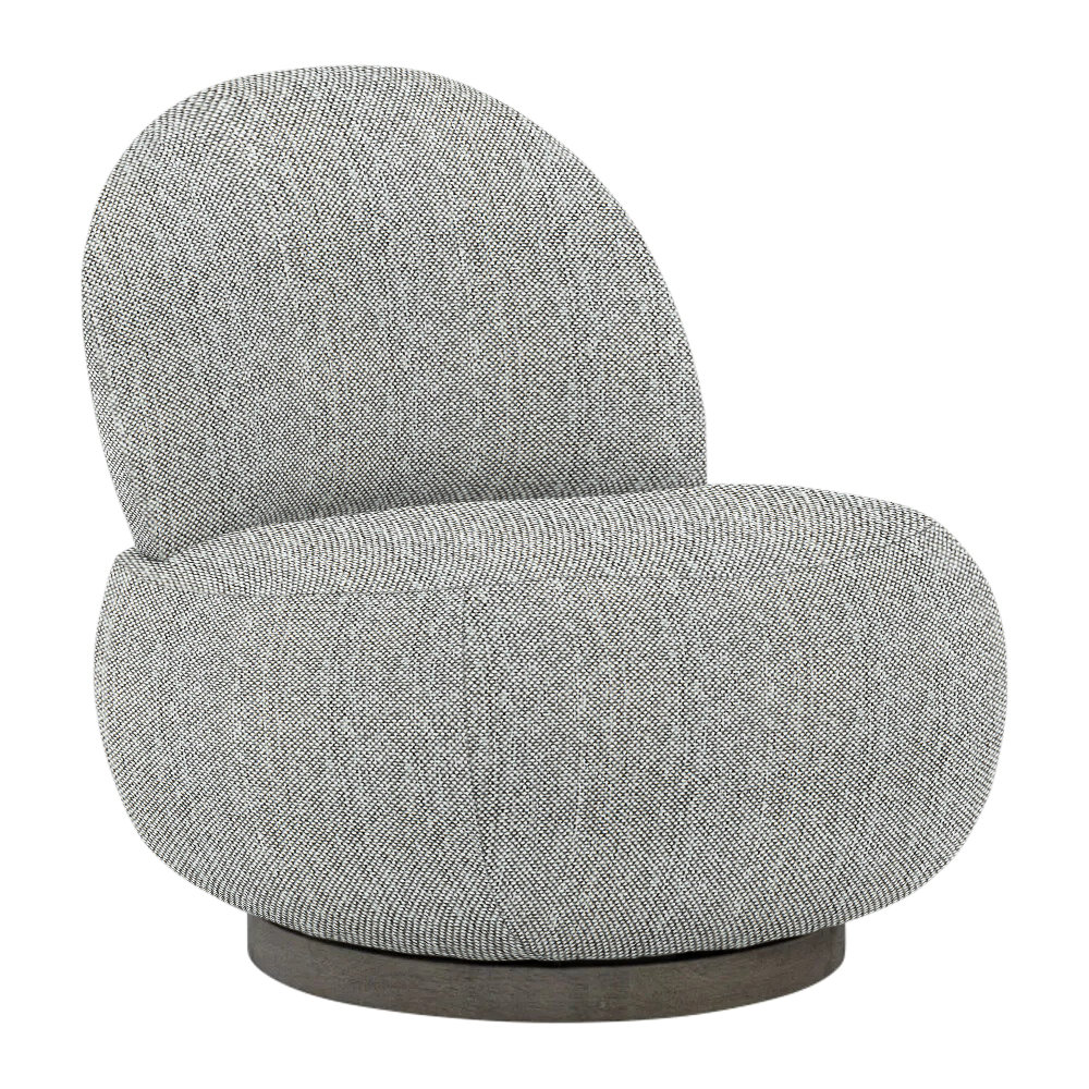 Caicos Swivel Wood Outdoor Armless Lounge Chair , Sunbrella® Cushions Included, Light Grey/Dark Grey Linen 6032-110